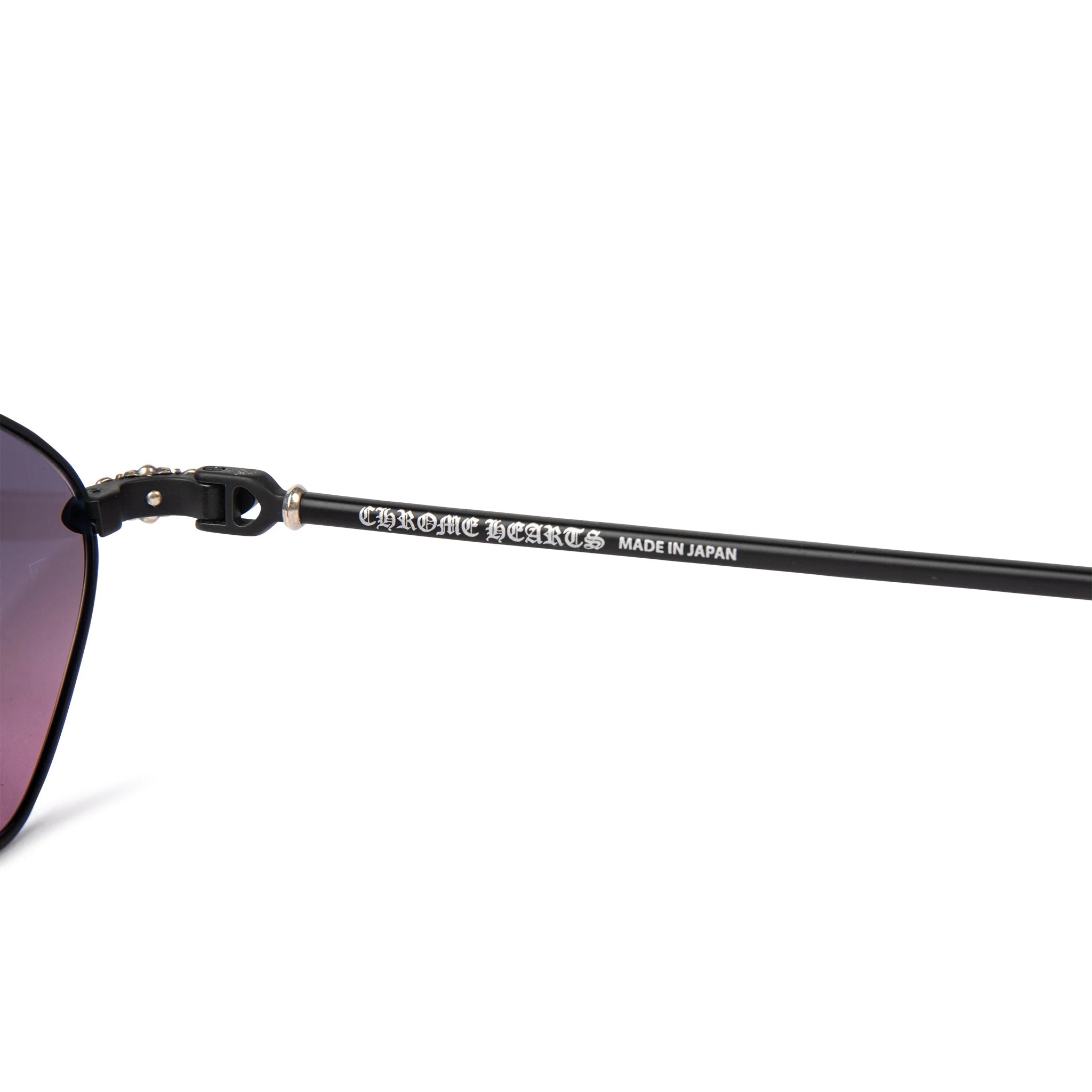 Inside view of Chrome Hearts Diamond Dog Matte Black Sunglasses